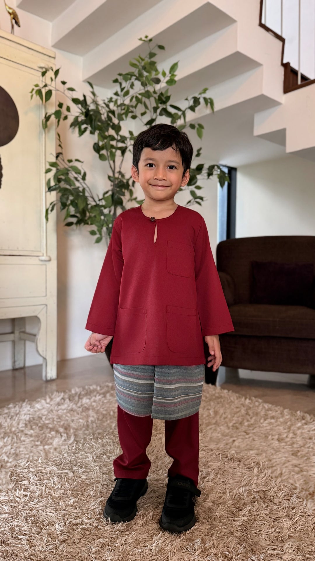 JEBAT Baju Melayu Teluk Belanga in Maroon