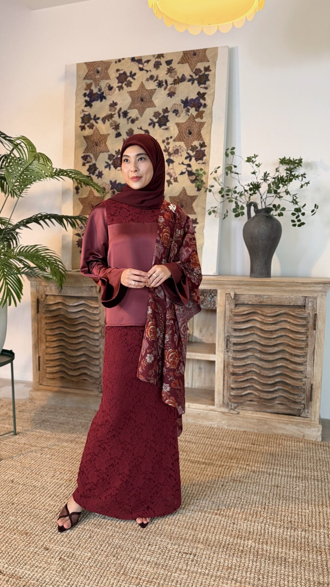 YASMIN Modern Kurung Set in Rosewood