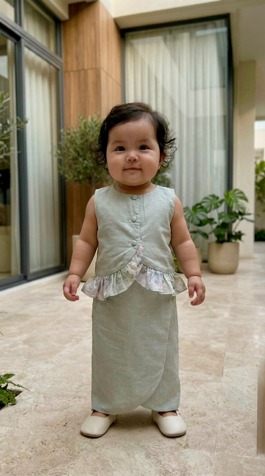 AYRA Baby’s Blouse & Skirt Set in Lido Green