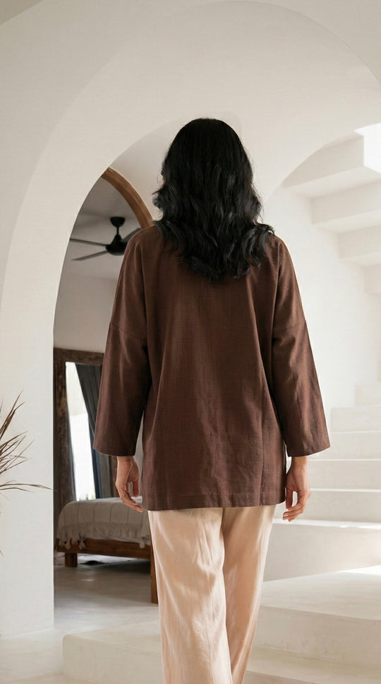 MAIMUNAH Kedah Top in Chocolate Gingham