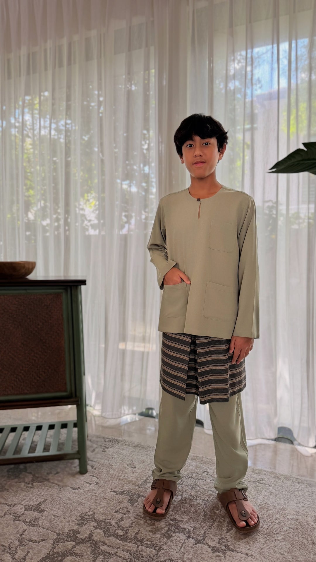 AYUB Instant Pelikat Style Samping in Espresso Stripes