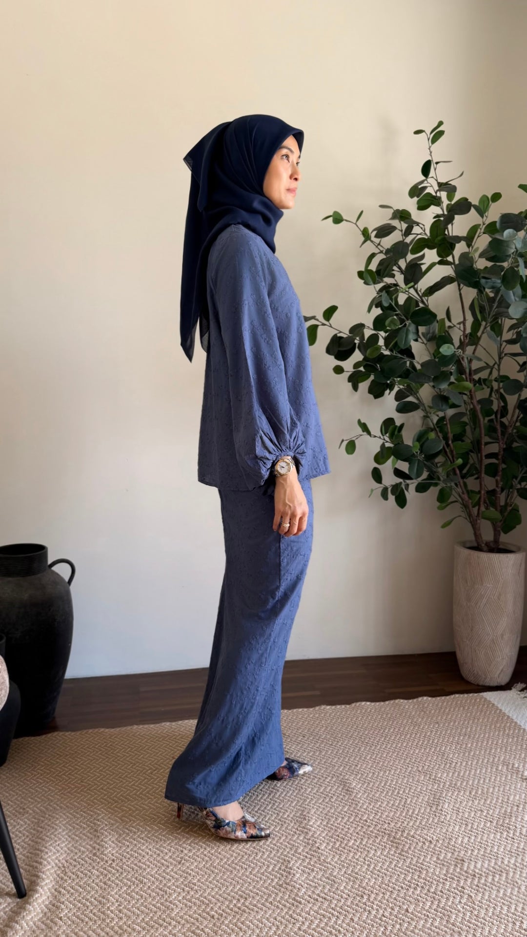 MAYA Modern Kurung Set in Ash Blue