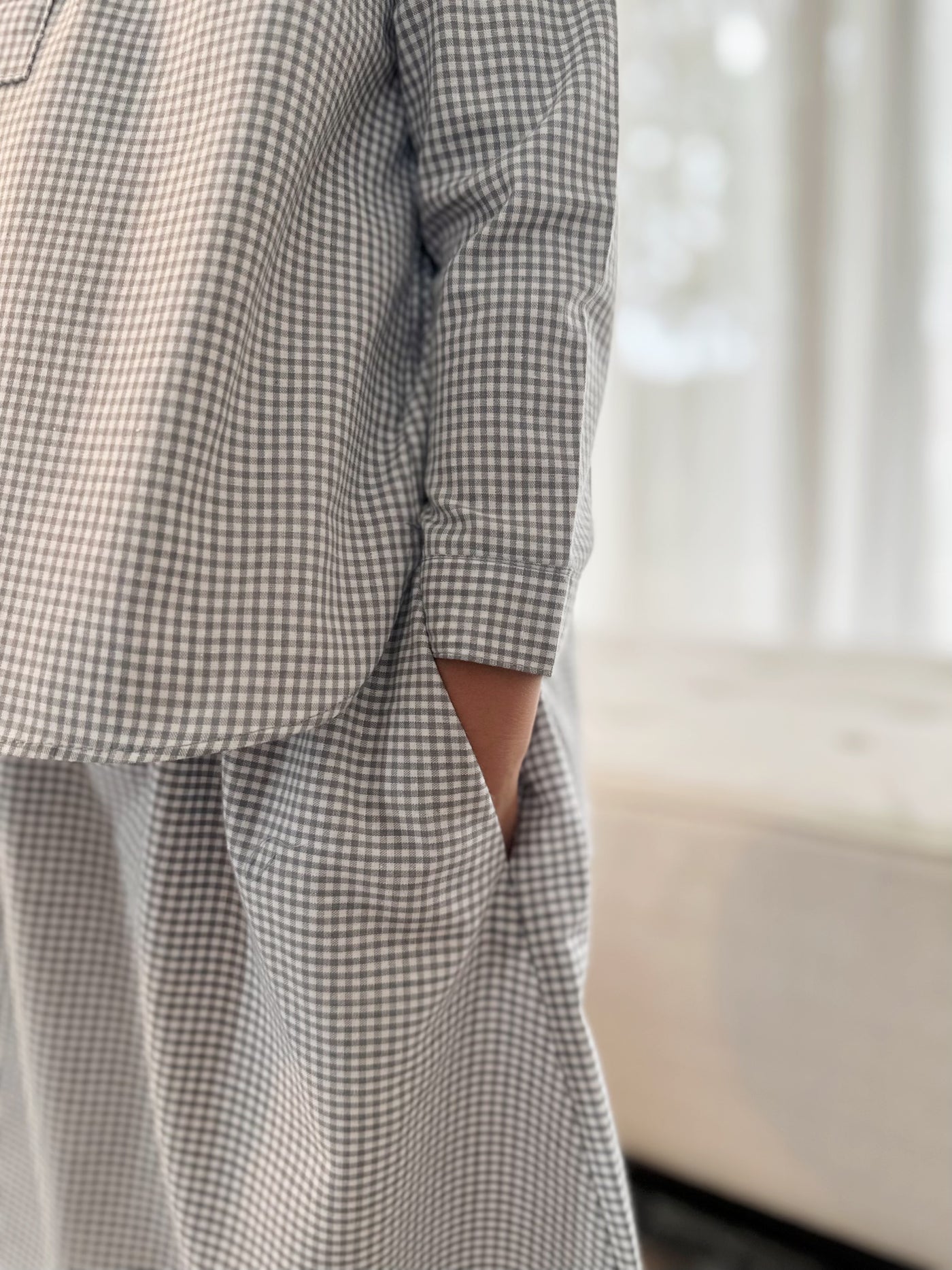 CLAIRE Blouse & Skirt Set in Blue Gingham