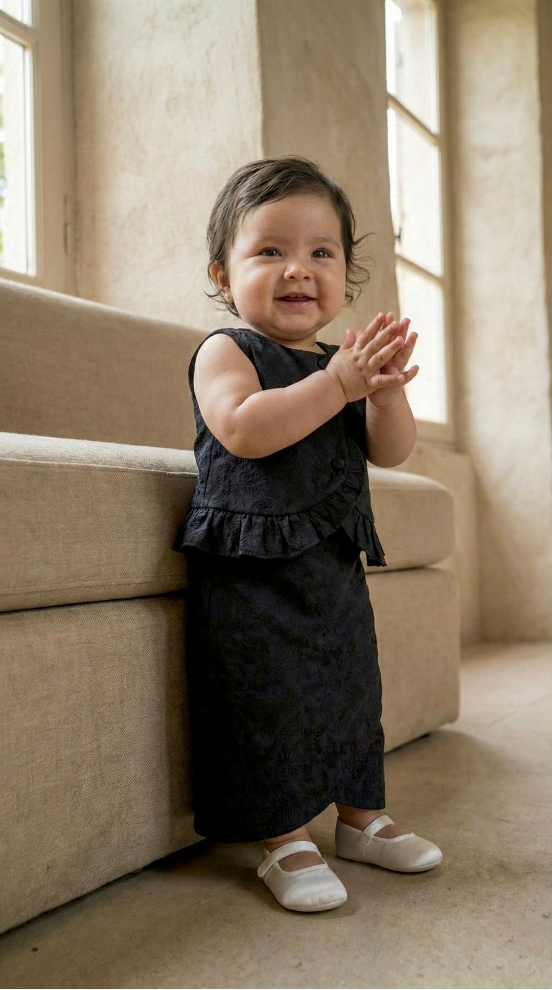 AYRA Baby’s Blouse & Skirt Set in Charcoal