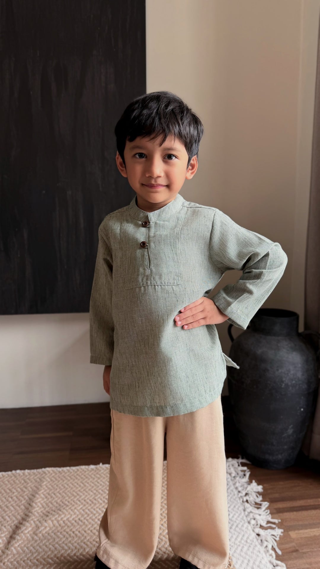 NADIM Kurta in Herbal Green