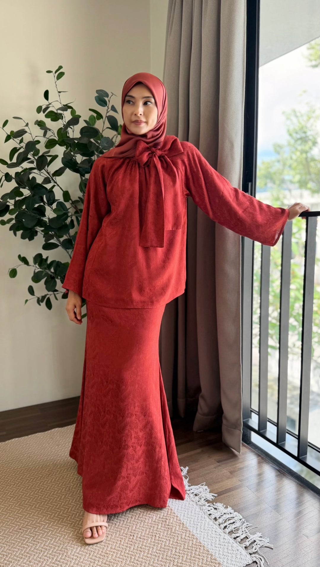 JAMILA Bow-tie Blouse & Skirt Set in Saffron