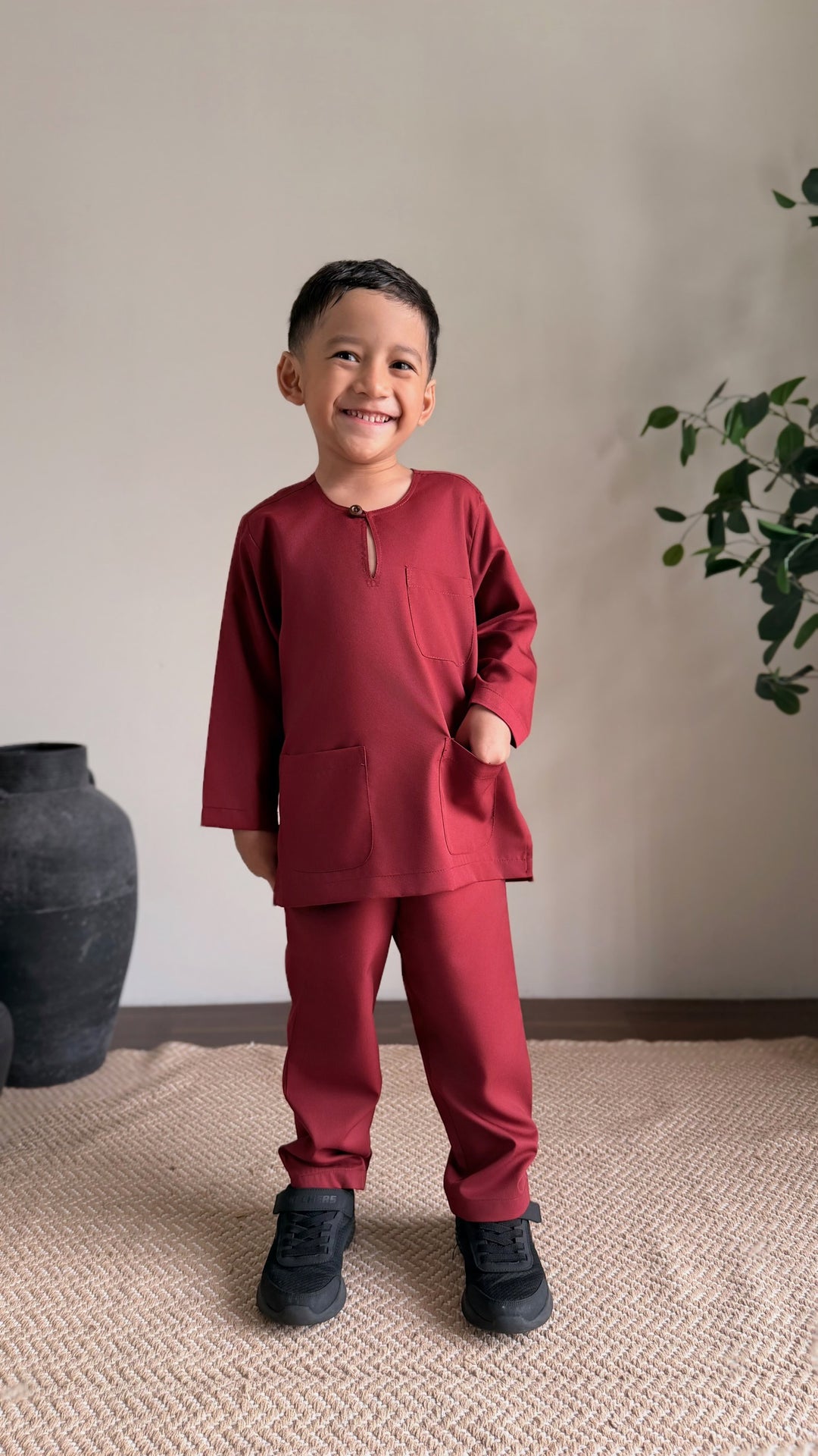 JEBAT Baju Melayu Teluk Belanga in Maroon