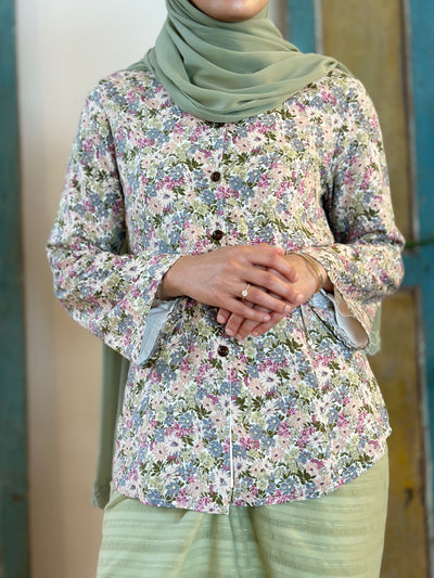 CEMARA Short Kebaya Set in Olive Floral