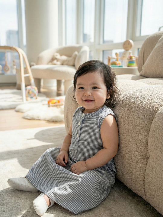 ELLIE Baby’s Sleeveless Blouse and Skirt Set in Gingham