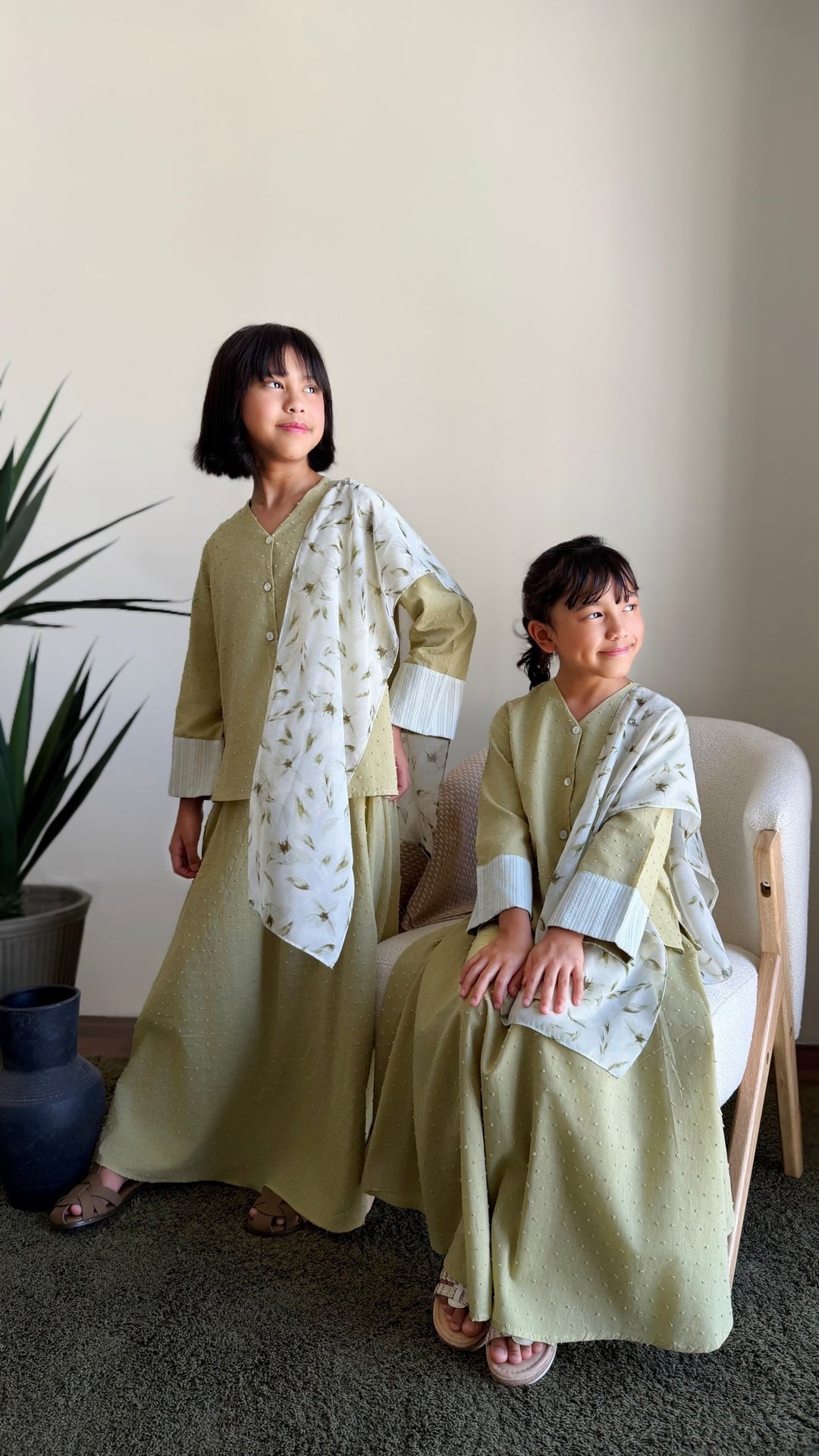 SAMIRA Mini Kurung Set in Dewlight Green