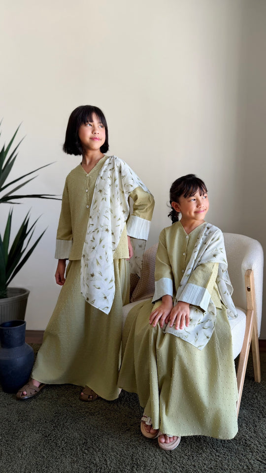 SAMIRA Mini Kurung Set in Dewlight Green