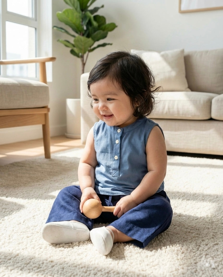 ELLIE Baby’s Sleeveless Blouse in Dusty Blue (Top Only)