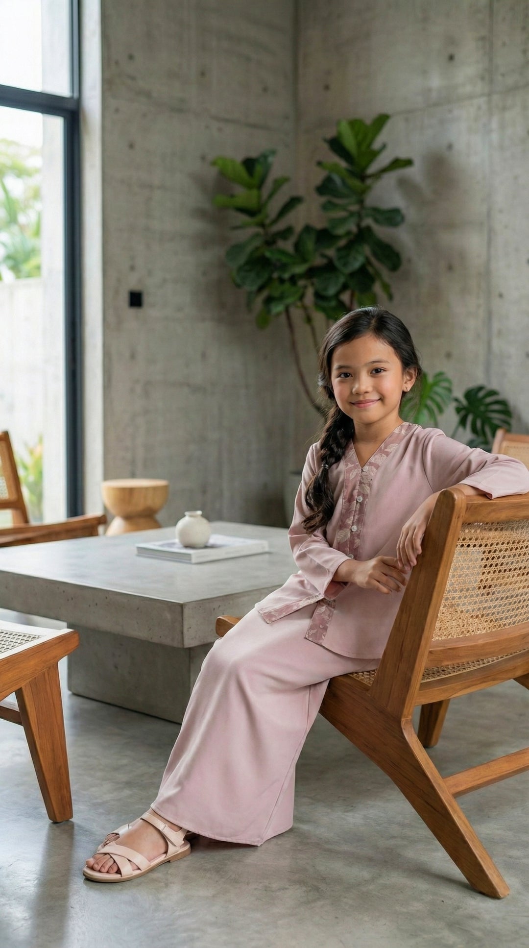 CAHAYA Modern Mini Kurung Set in Antique Blush