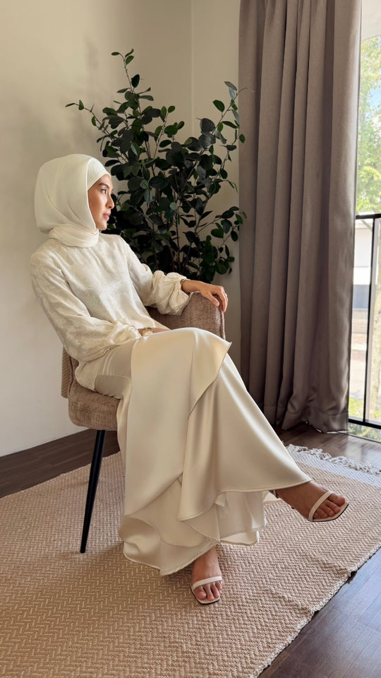 MAYA Modern Kurung Set in Silky Ivory
