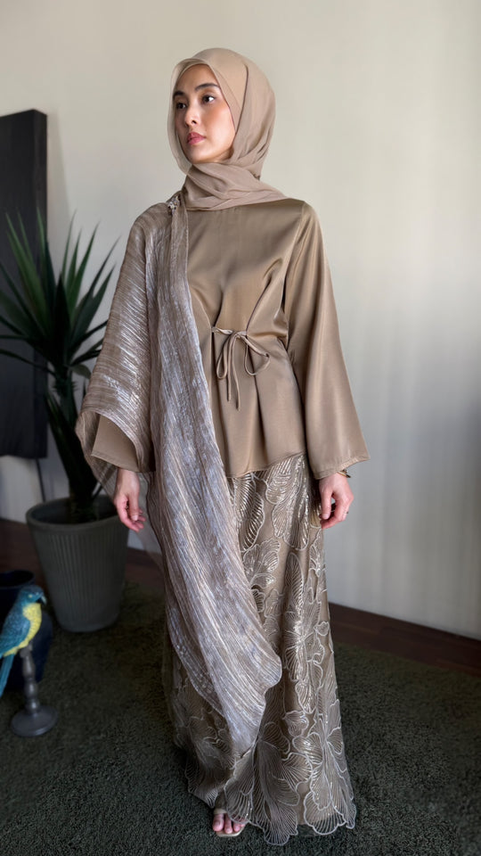 MONA Blouse & Skirt Set in Gilded Taupe