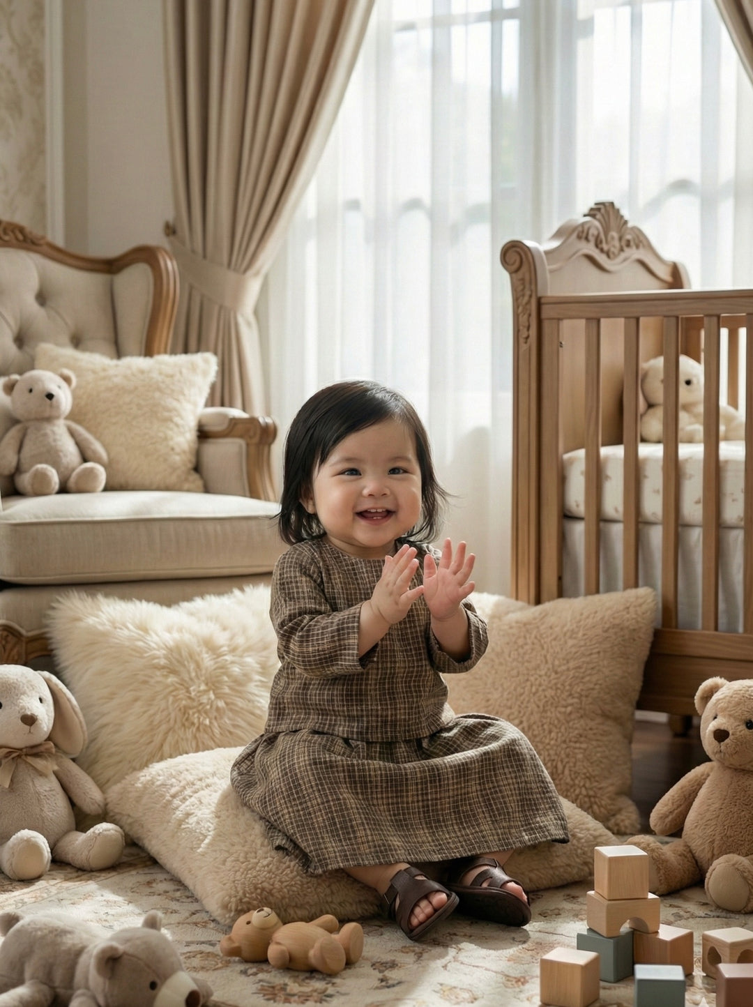 ORKED Baby’s Modern Kurung Set in Tartan Checks
