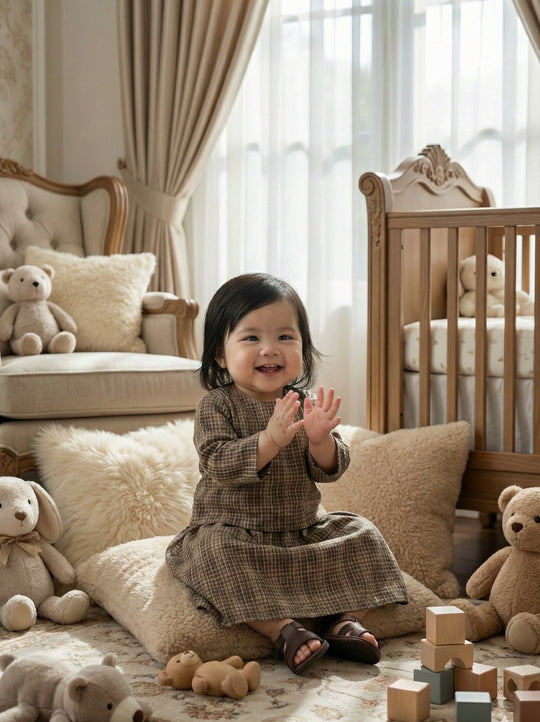 ORKED Baby’s Modern Kurung Set in Tartan Checks