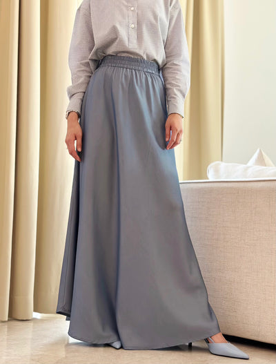 EDEN Flared Maxi Skirt in Dusty Blue