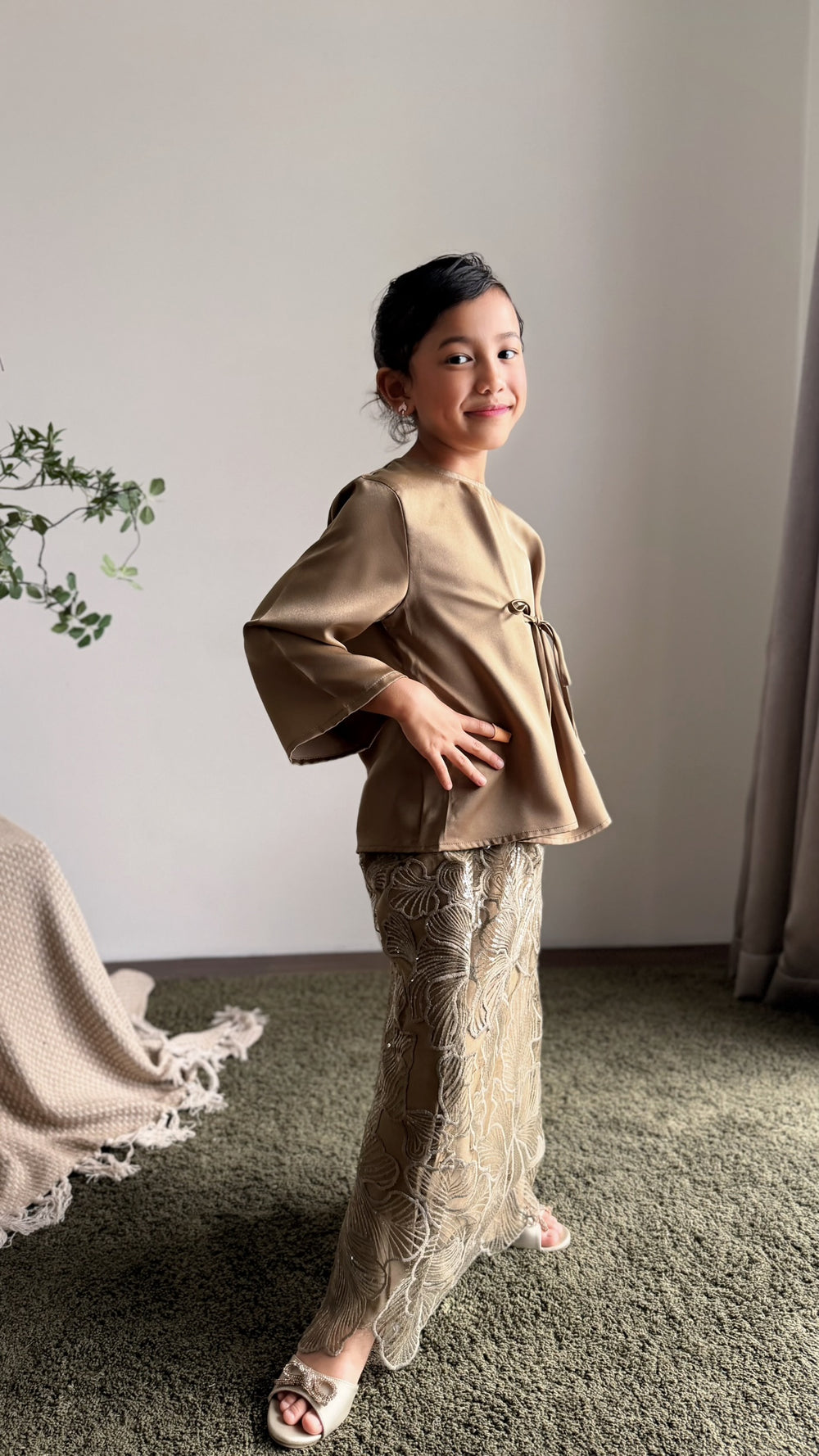 ELENA Blouse & Skirt Set in Gilded Taupe