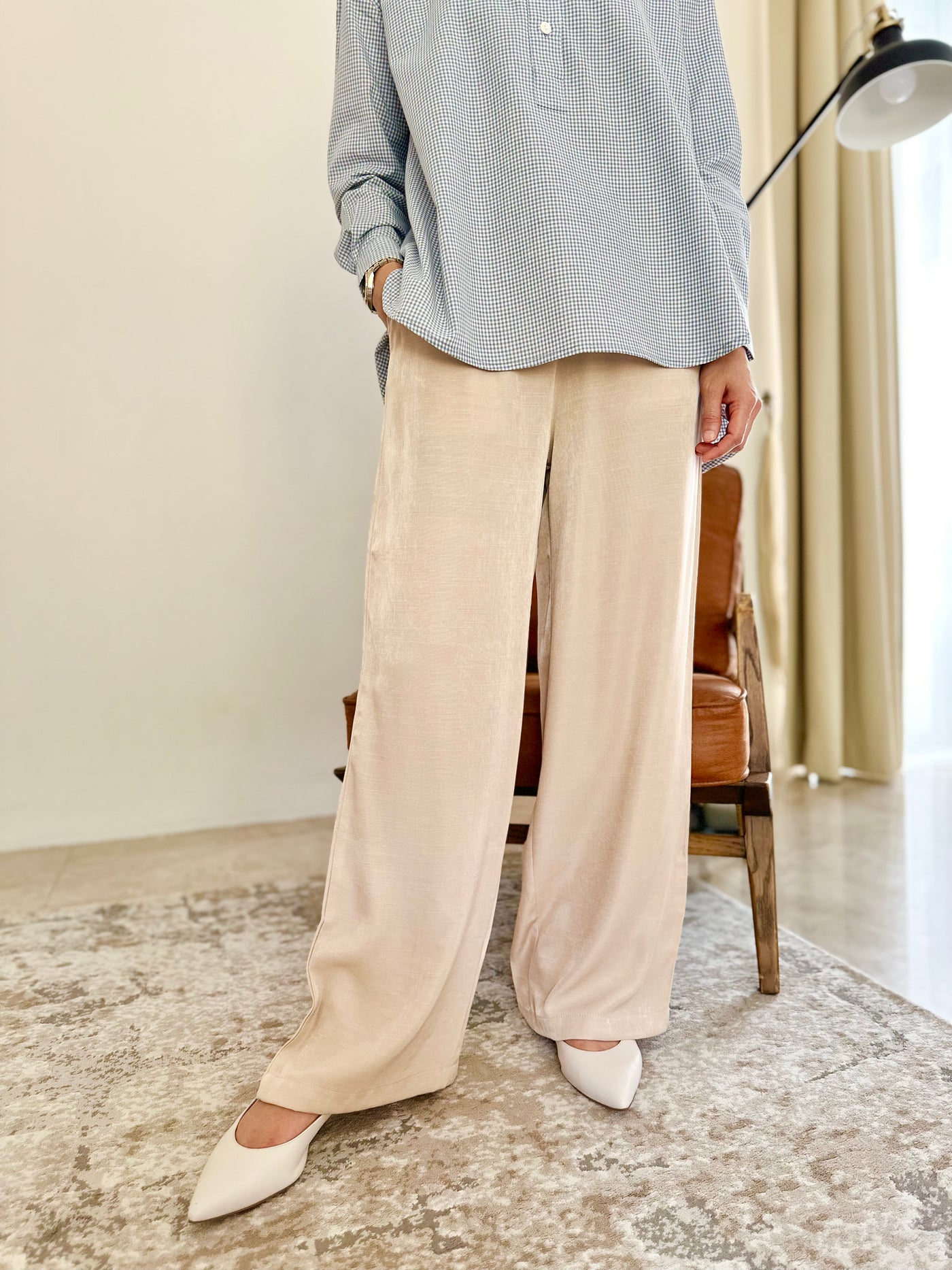NAOMI Palazzo Pants in Latte