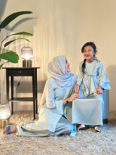 LAILA Long Kebaya Set in Icy Mist