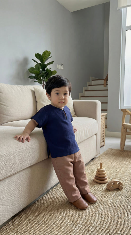 MUDA Baby's Teluk Belanga Kurta in Midnight Blue