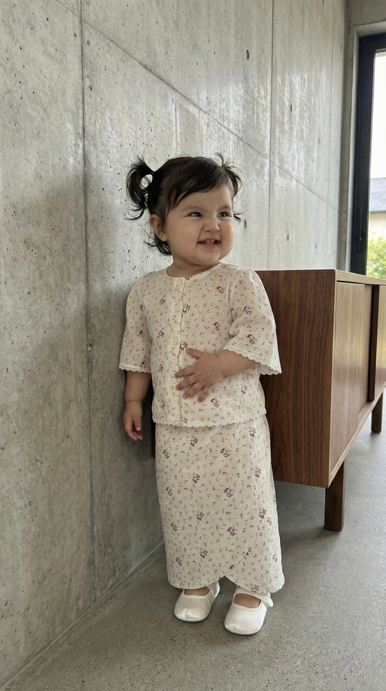 MELUR Baby’s Kebaya Set in Merlot Ditsy