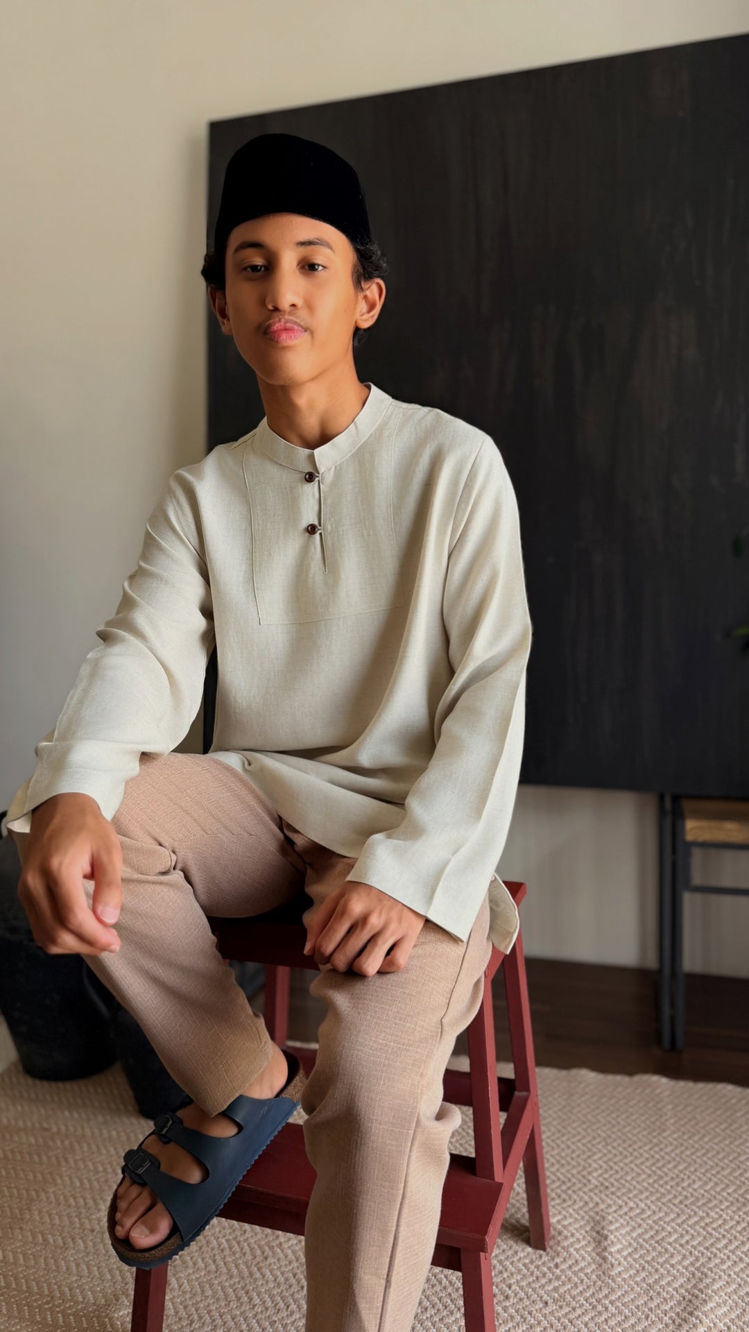 ZAHIR Kurta in Sandy White