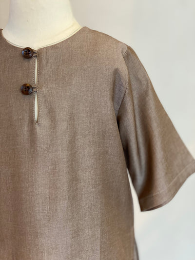 QAID Baby’s Teluk Belanga Baju Melayu Set in Taupe