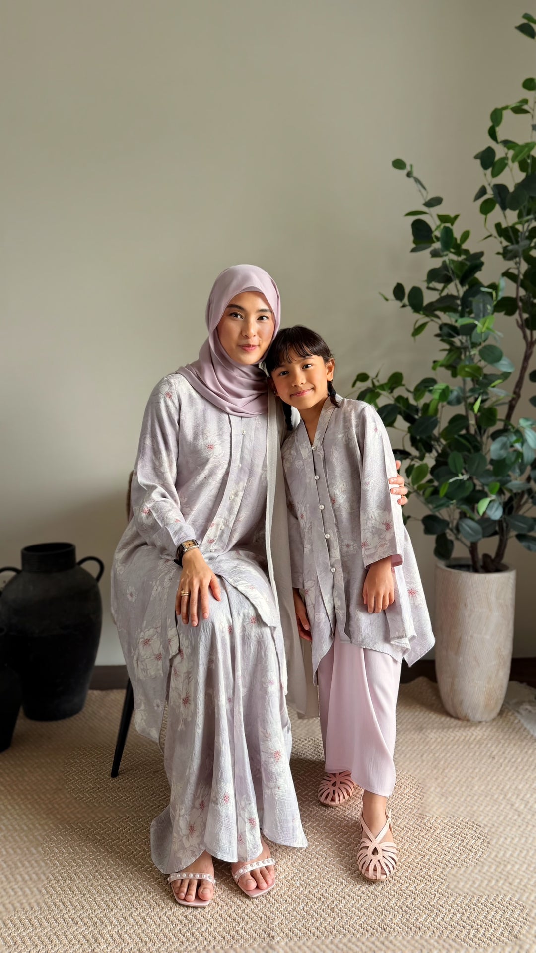 RATU Long Kebaya Set in Misty Thistle