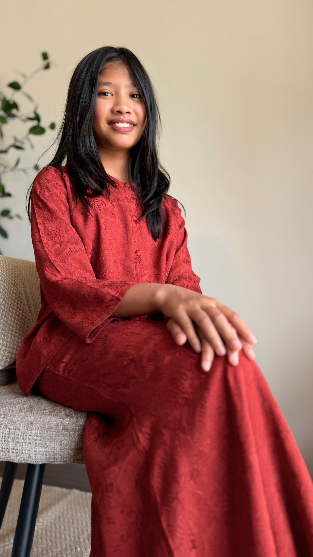 PUTRI Flare Modern Kurung Set in Saffron