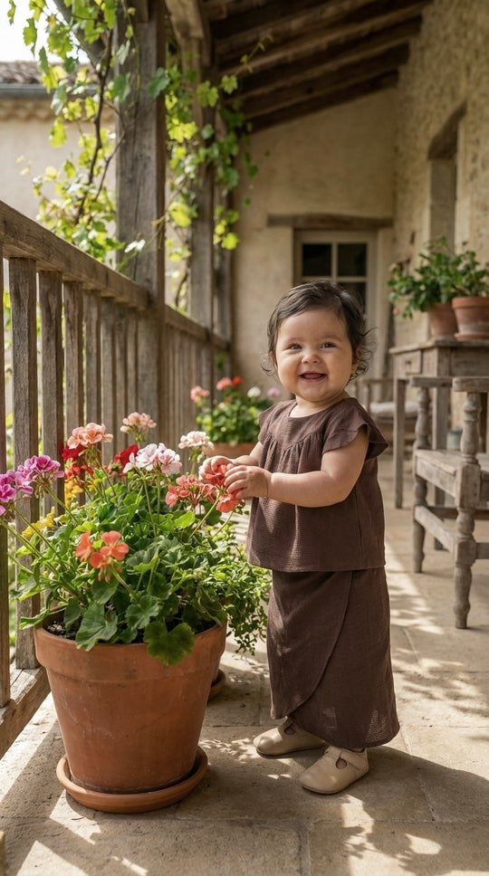 KEKWA Baby's Mini Kurung Set in Chocolate Gingham