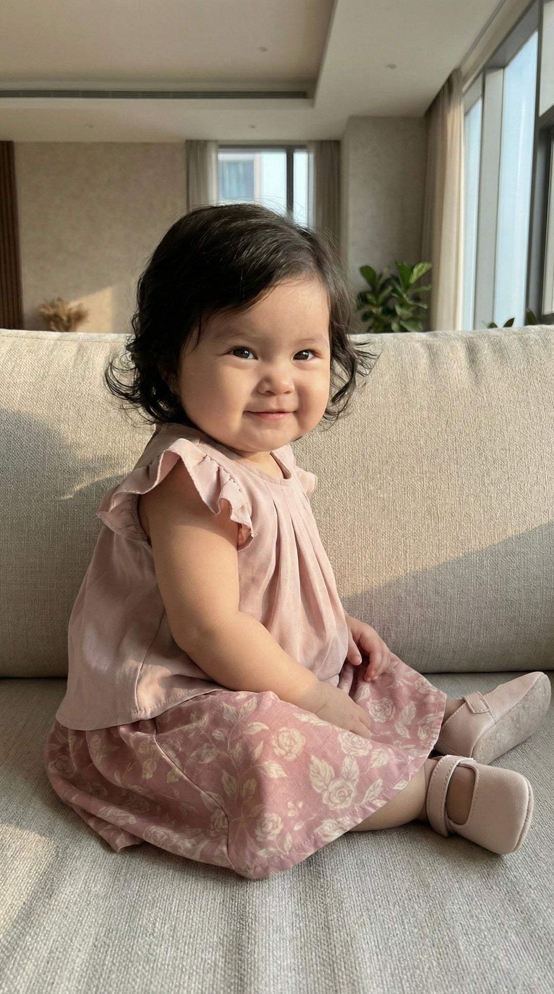 KUNTUM Baby’s Mini Kurung Set in Antique Blush