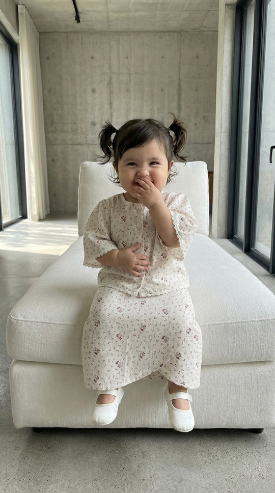 MELUR Baby’s Kebaya Set in Merlot Ditsy