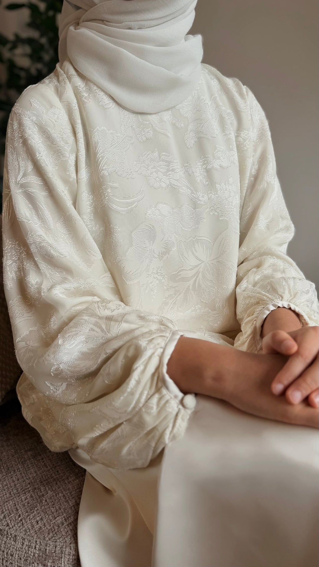 MAYA Modern Kurung Set in Silky Ivory