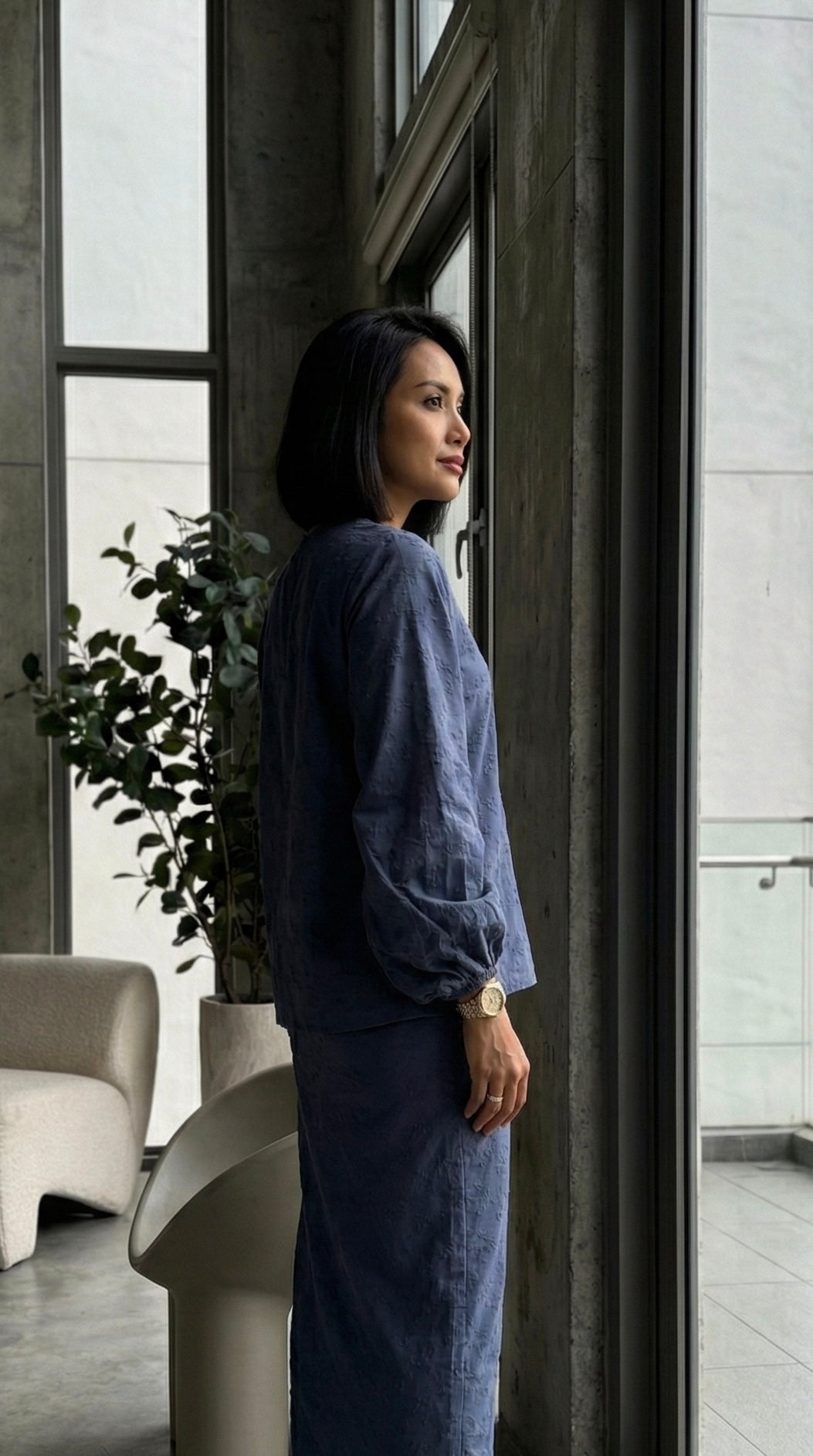 MAYA Modern Kurung Set in Ash Blue