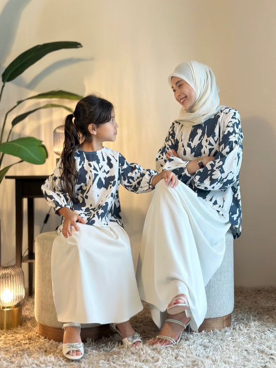 LANTANA Short Kurung Set in Vanilla Azure