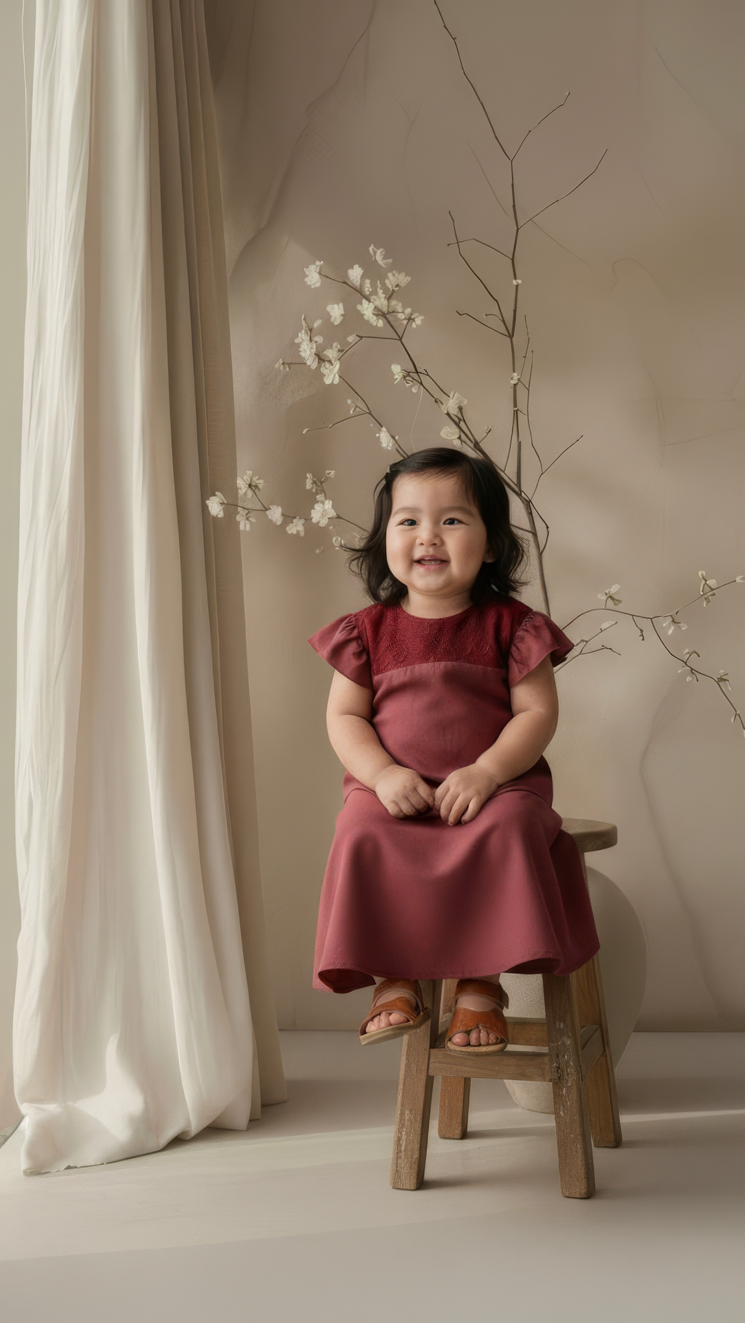 MANIS Baby's Modern Mini Kurung Set in Rosewood