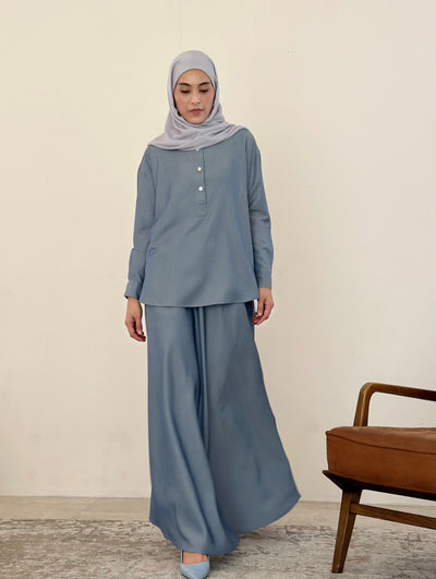 EDEN Flared Maxi Skirt in Dusty Blue