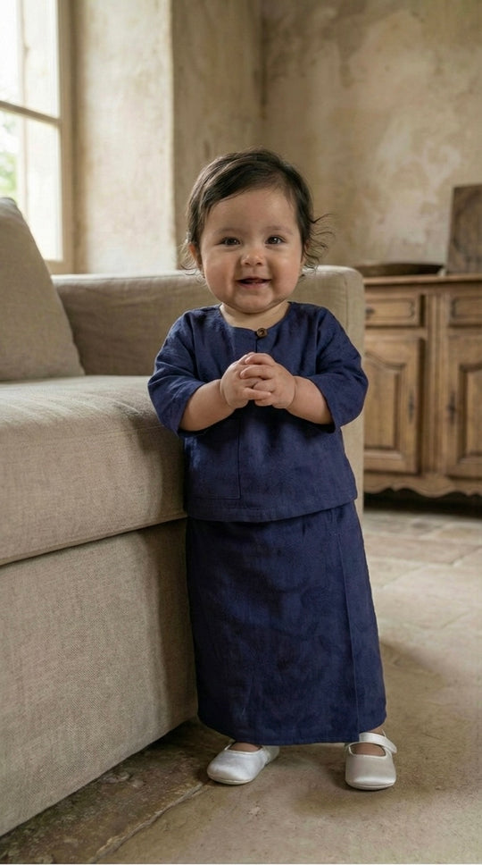 KESUMA Baby's Kurung Kedah Set in Navy Blue