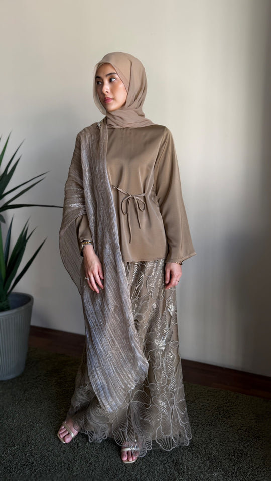 MONA Blouse & Skirt Set in Gilded Taupe