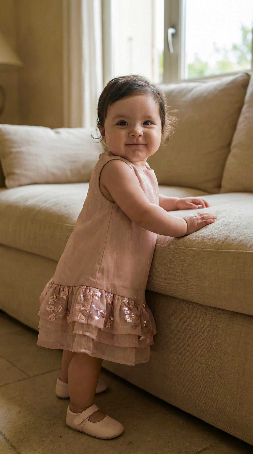 LILI Baby's Dress in Blush Peach