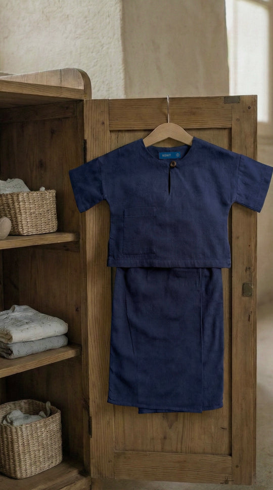 KESUMA Baby's Kurung Kedah Set in Navy Blue