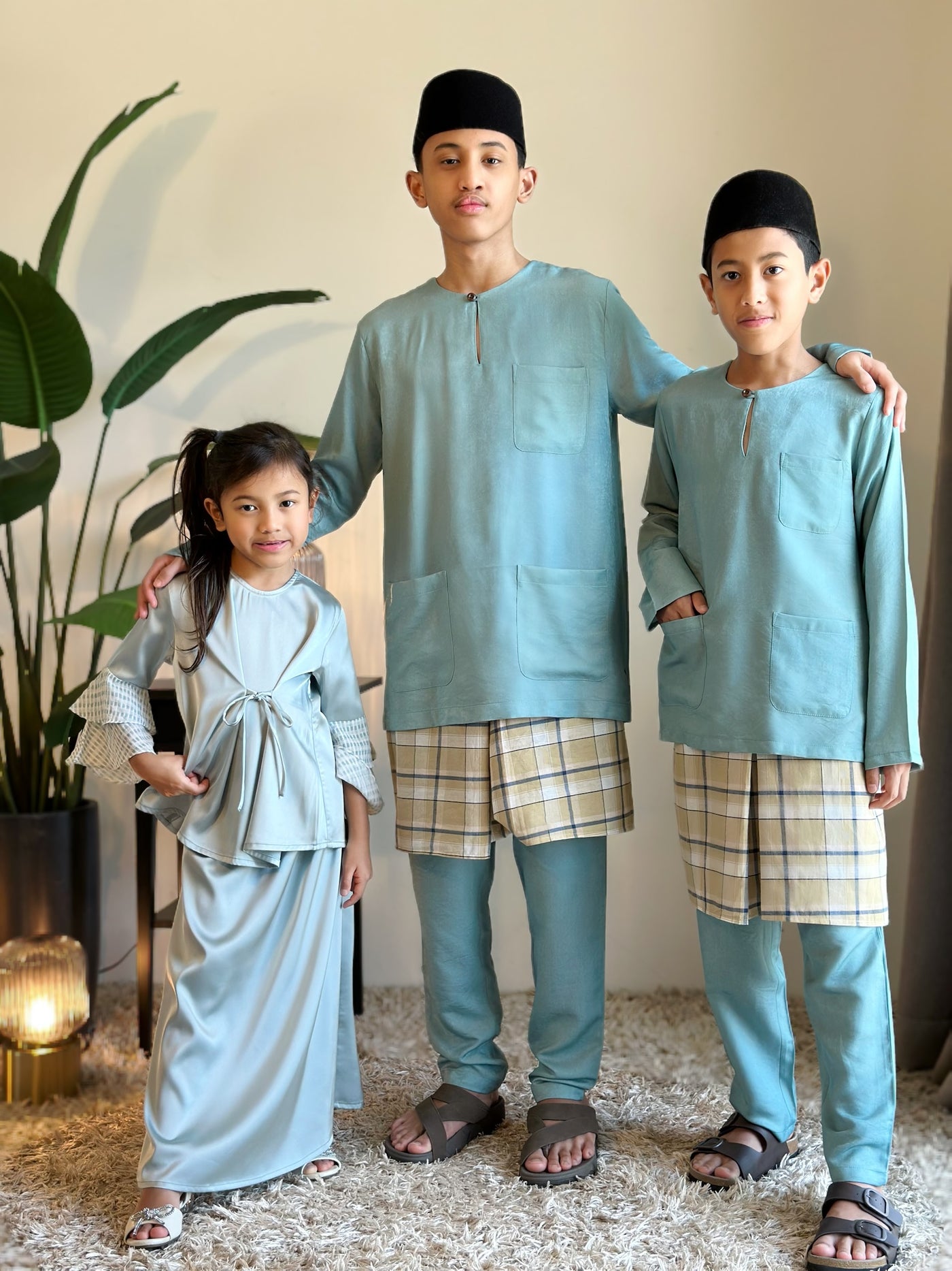IRIS Tie-Waist Kurung Set in Icy Mist