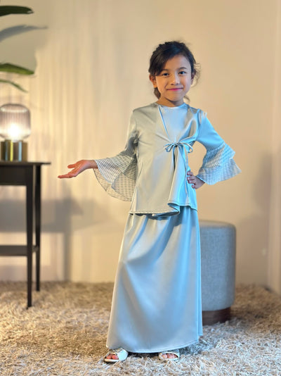IRIS Tie-Waist Kurung Set in Icy Mist