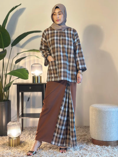 MAIMUNAH Kurung Kedah Set in Cocoa