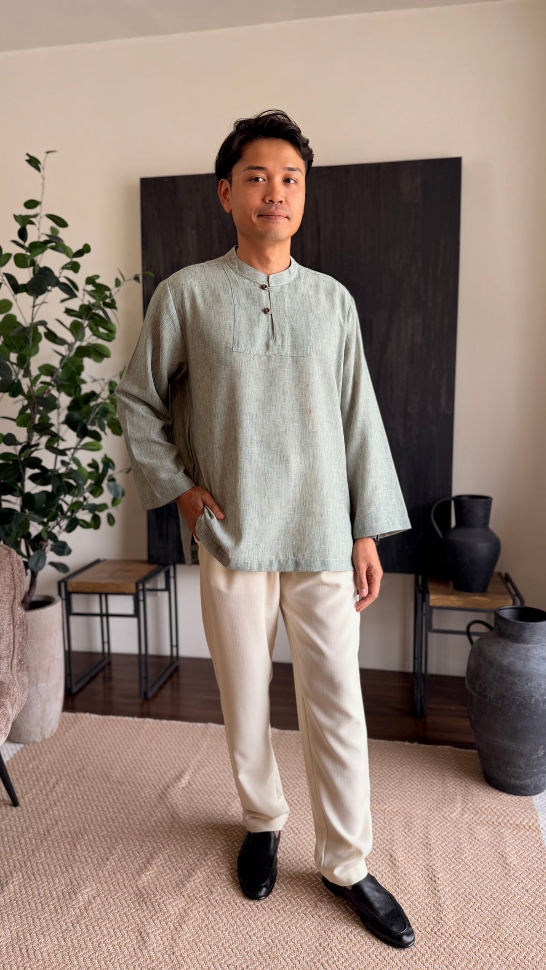 ZAHIR Kurta in Herbal Green