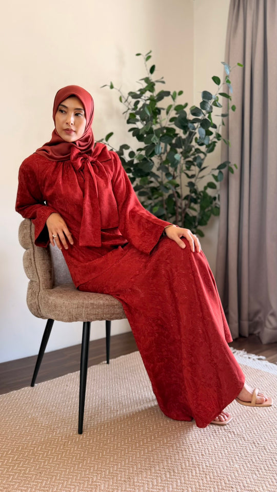 JAMILA Bow-tie Blouse & Skirt Set in Saffron