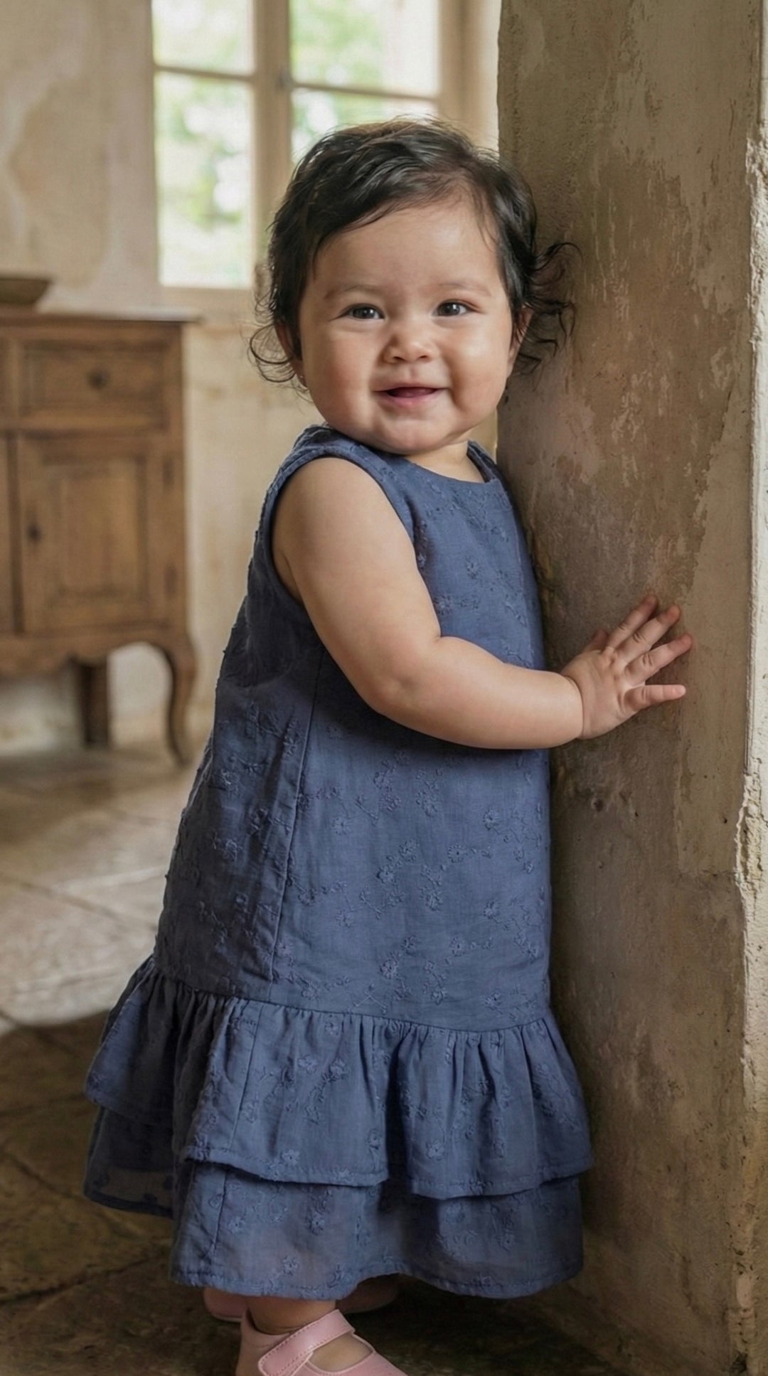 LILI Baby's Dress in Ash Blue