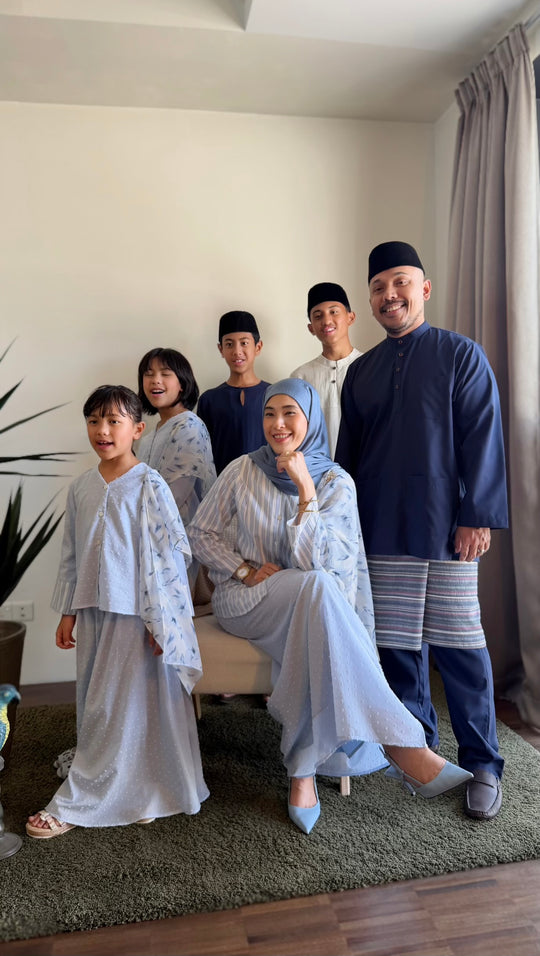 CEMARA Short Kebaya Set in Cornflower Blue